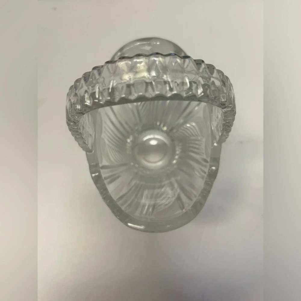 Vintage Crystal Basket‎ with Handle Clear Glass Candy Dish Vanity Decor